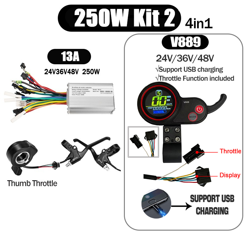 Kunray S6-61 S9-61 24-48V 250/350/500W BLDC Controller Kit with LCD Display Ebike Accessories