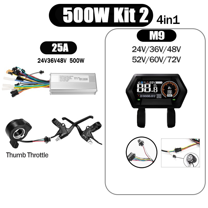 Kunray S6-61 S9-61 24-48V 250/350/500W BLDC Controller Kit with LCD Display Ebike Accessories