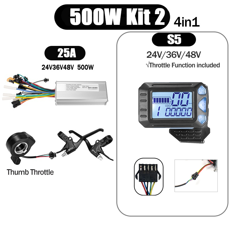 Kunray S6-61 S9-61 24-48V 250/350/500W BLDC Controller Kit with LCD Display Ebike Accessories