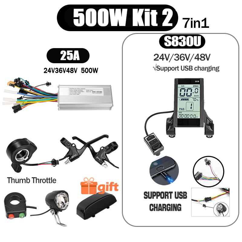 Kunray S6-61 S9-61 24-48V 250/350/500W BLDC Controller Kit with LCD Display Ebike Accessories
