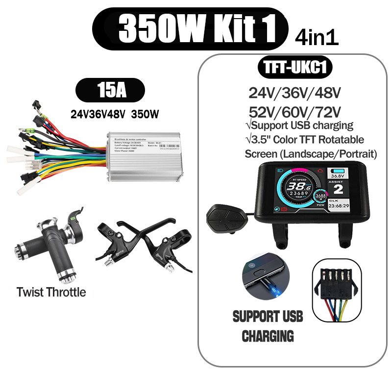 Kunray S6-61 S9-61 24-48V 250/350/500W BLDC Controller Kit with LCD Display Ebike Accessories