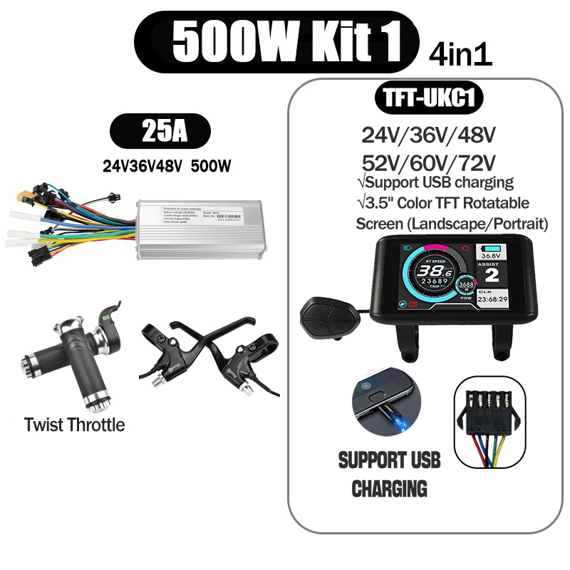 Kunray S6-61 S9-61 24-48V 250/350/500W BLDC Controller Kit with LCD Display Ebike Accessories