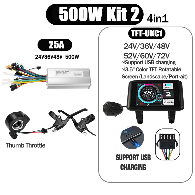 Kunray S6-61 S9-61 24-48V 250/350/500W BLDC Controller Kit with LCD Display Ebike Accessories