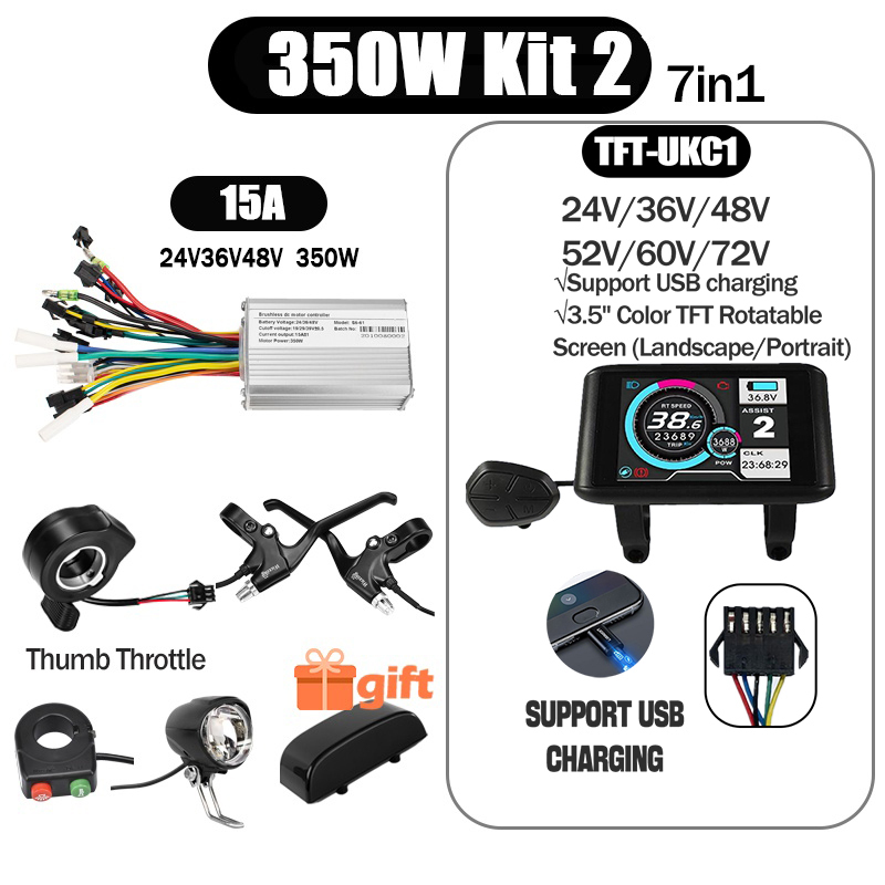 Kunray S6-61 S9-61 24-48V 250/350/500W BLDC Controller Kit with LCD Display Ebike Accessories