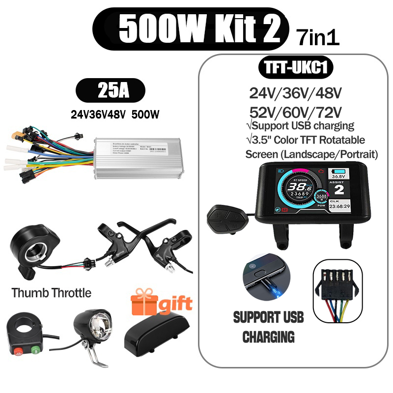 Kunray S6-61 S9-61 24-48V 250/350/500W BLDC Controller Kit with LCD Display Ebike Accessories