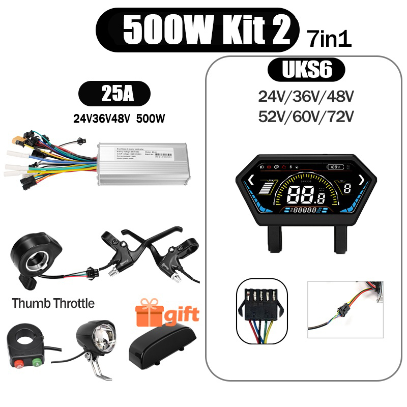 Kunray S6-61 S9-61 24-48V 250/350/500W BLDC Controller Kit with LCD Display Ebike Accessories