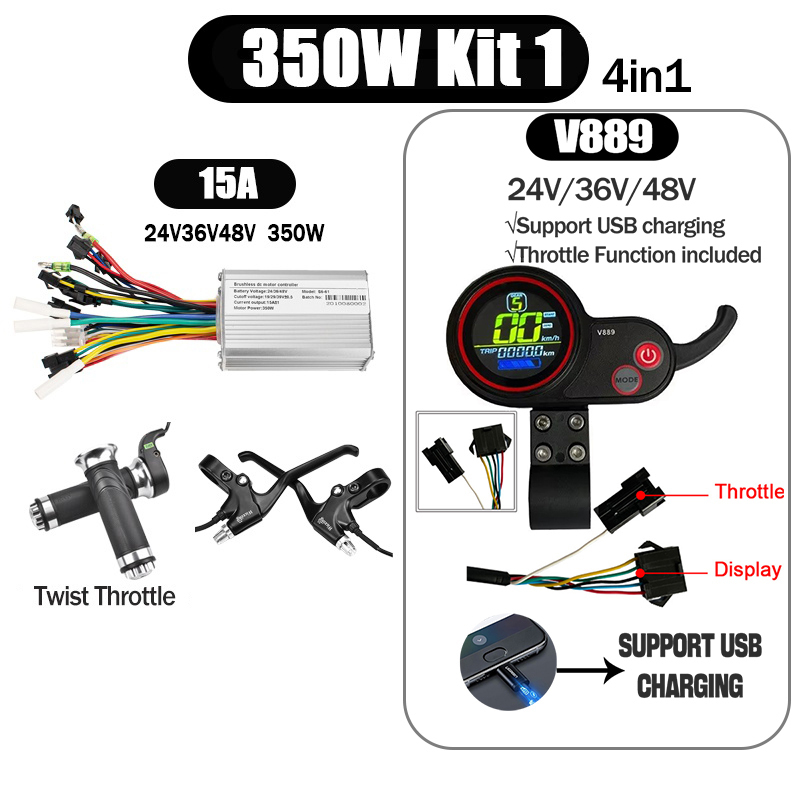Kunray S6-61 S9-61 24-48V 250/350/500W BLDC Controller Kit with LCD Display Ebike Accessories