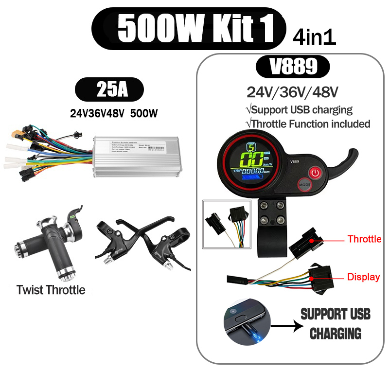 Kunray S6-61 S9-61 24-48V 250/350/500W BLDC Controller Kit with LCD Display Ebike Accessories