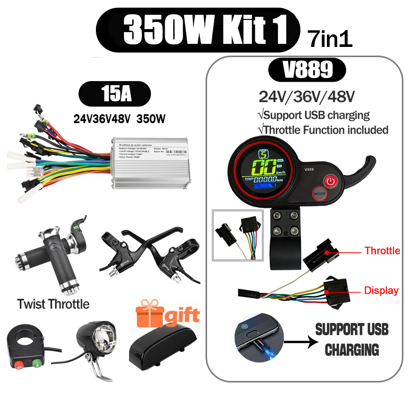Kunray S6-61 S9-61 24-48V 250/350/500W BLDC Controller Kit with LCD Display Ebike Accessories
