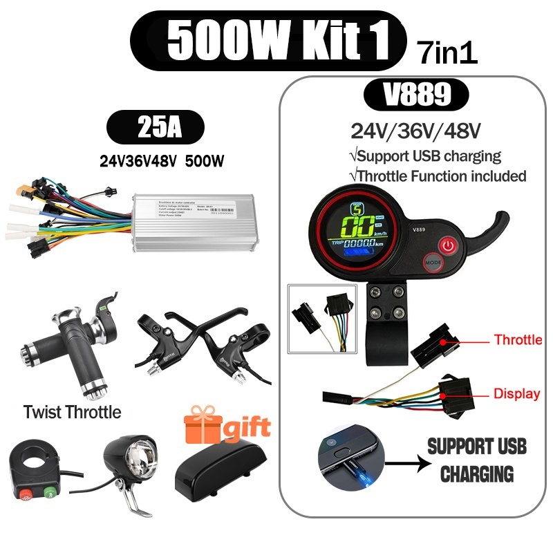 Kunray S6-61 S9-61 24-48V 250/350/500W BLDC Controller Kit with LCD Display Ebike Accessories
