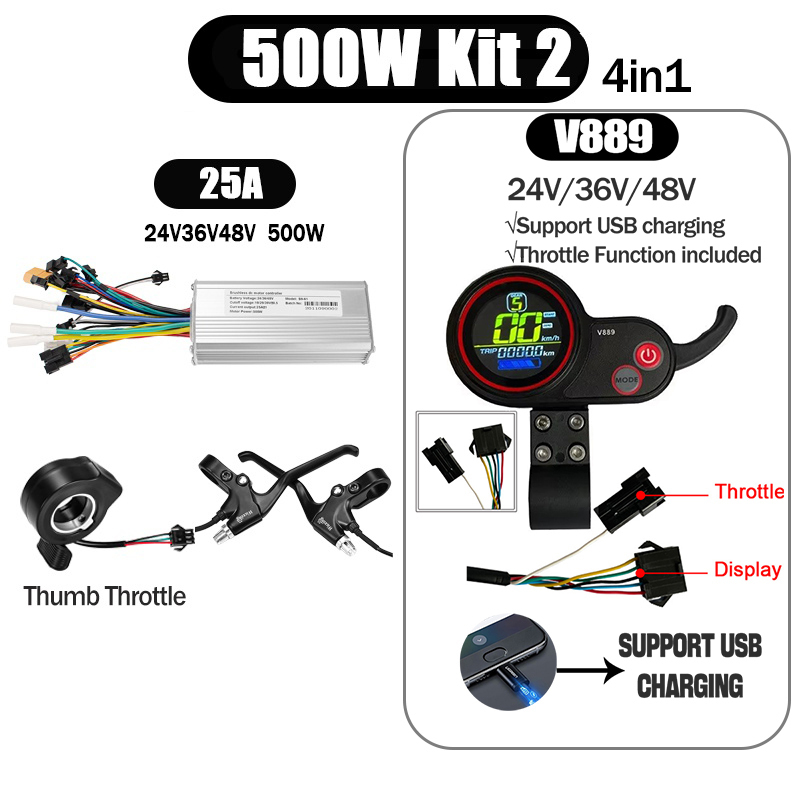 Kunray S6-61 S9-61 24-48V 250/350/500W BLDC Controller Kit with LCD Display Ebike Accessories