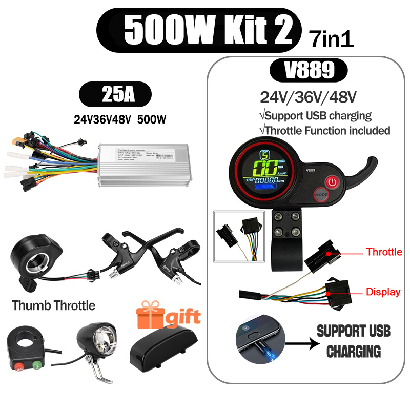 Kunray S6-61 S9-61 24-48V 250/350/500W BLDC Controller Kit with LCD Display Ebike Accessories