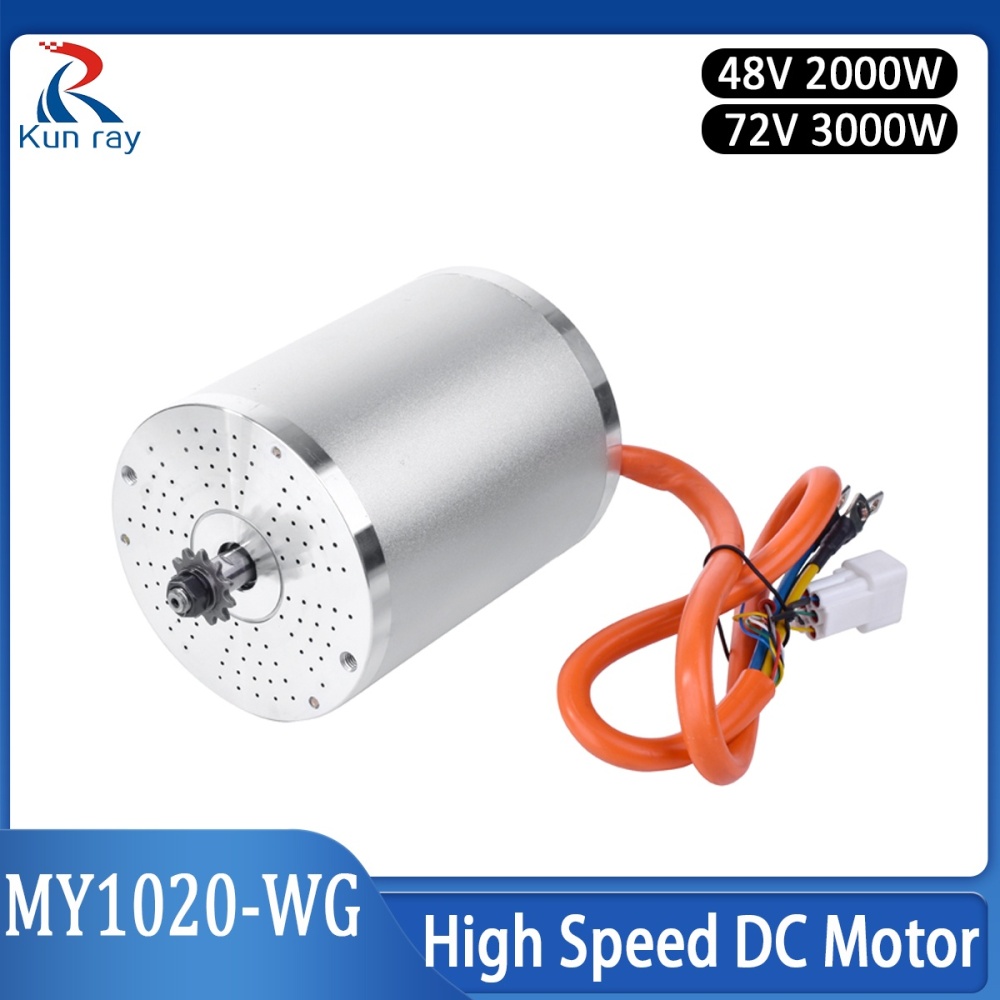 Kunray MY1020 48V 72V 2000W 3000W High Speed DC Motor with Temperature Sensor for Electric Bicycle Scooter DIY Parts