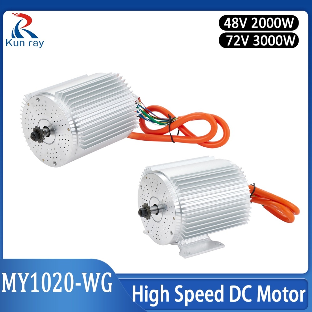 Electric DC Motor 48V 2000W 72V 3000W Electric Dirt Bike Motor Engine, Go Kart Electric Brushless Motor with Temperature Sensing