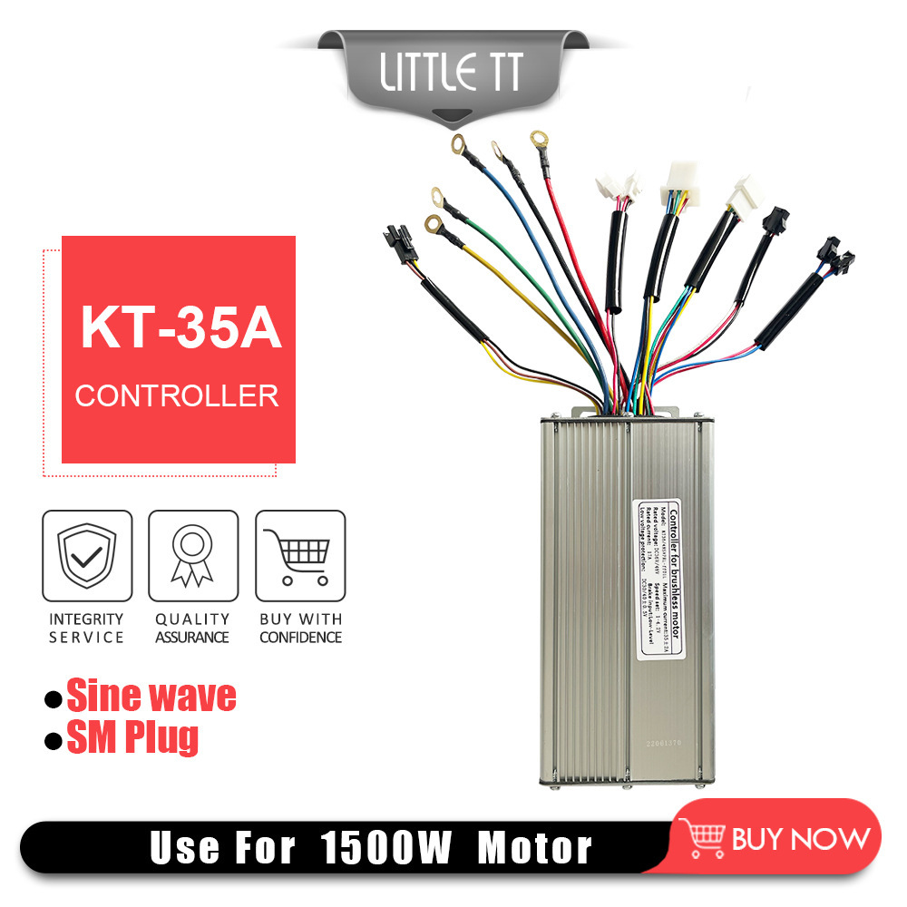 Kunteng 36V 48V KT30A/35A Ebike 1000W/1500W 12 Mosfet Sine Wave Brushless Controller with light wire for Electric Bike Conversion Kit