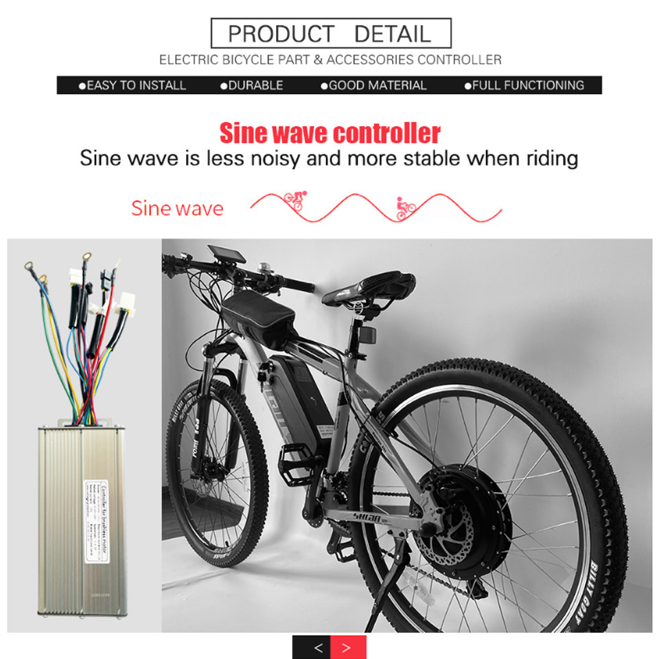 Kunteng 36V 48V KT30A/35A Ebike 1000W/1500W 12 Mosfet Sine Wave Brushless Controller with light wire for Electric Bike Conversion Kit