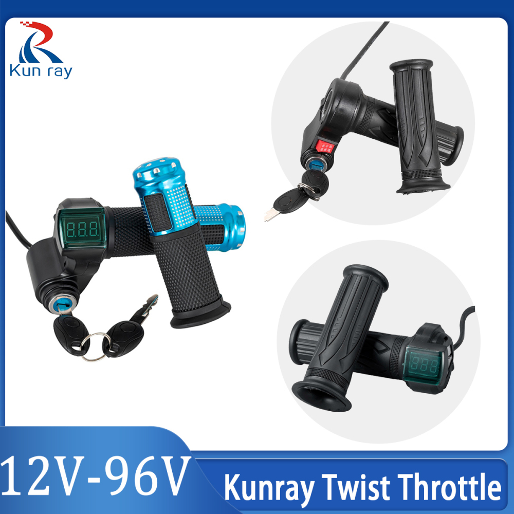 Kunray TJ00310-04 12V-96V Twist Throttle with Key Lock LCD Display for Electric Scooter Ebike