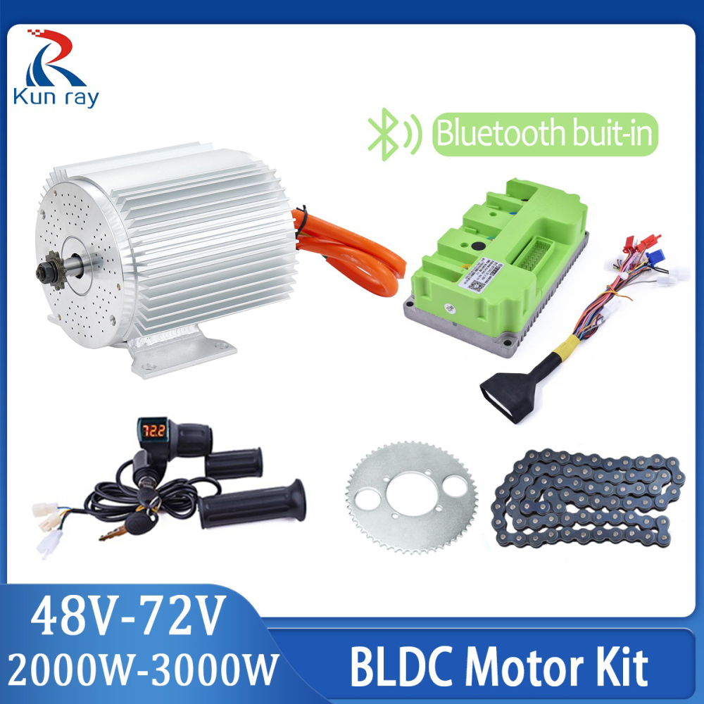 KUNRAY Electric Brushless Motor 48V 72V 3000W 2000W High Speed Motor for Electric Bike E-Scooter E-Motorcycle E-go Karts Motor Kit