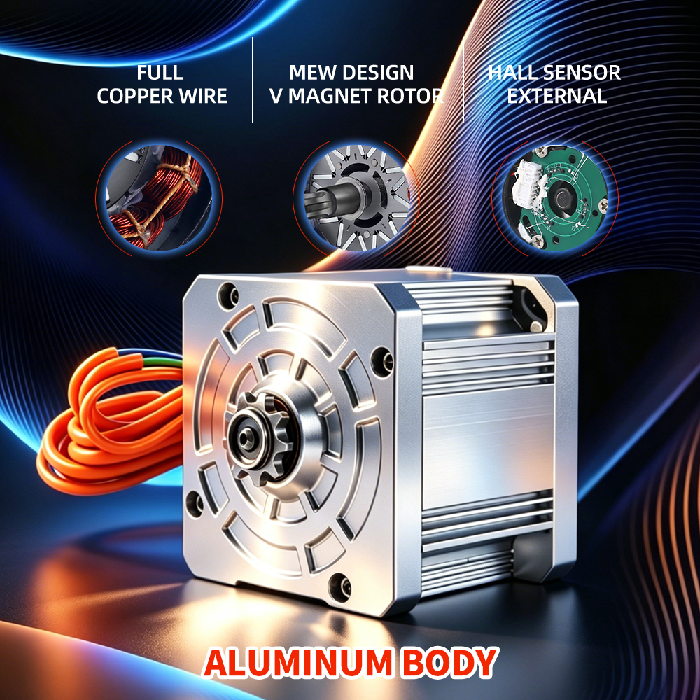 Kunray KR10 Electric BLDC Motor 72V 6500W Peak 9000RPM, Brushless DC Mid Motor For Tuttio, Kugoo，e-motorcycles, Dirt Bike,ATV,Go-Karts