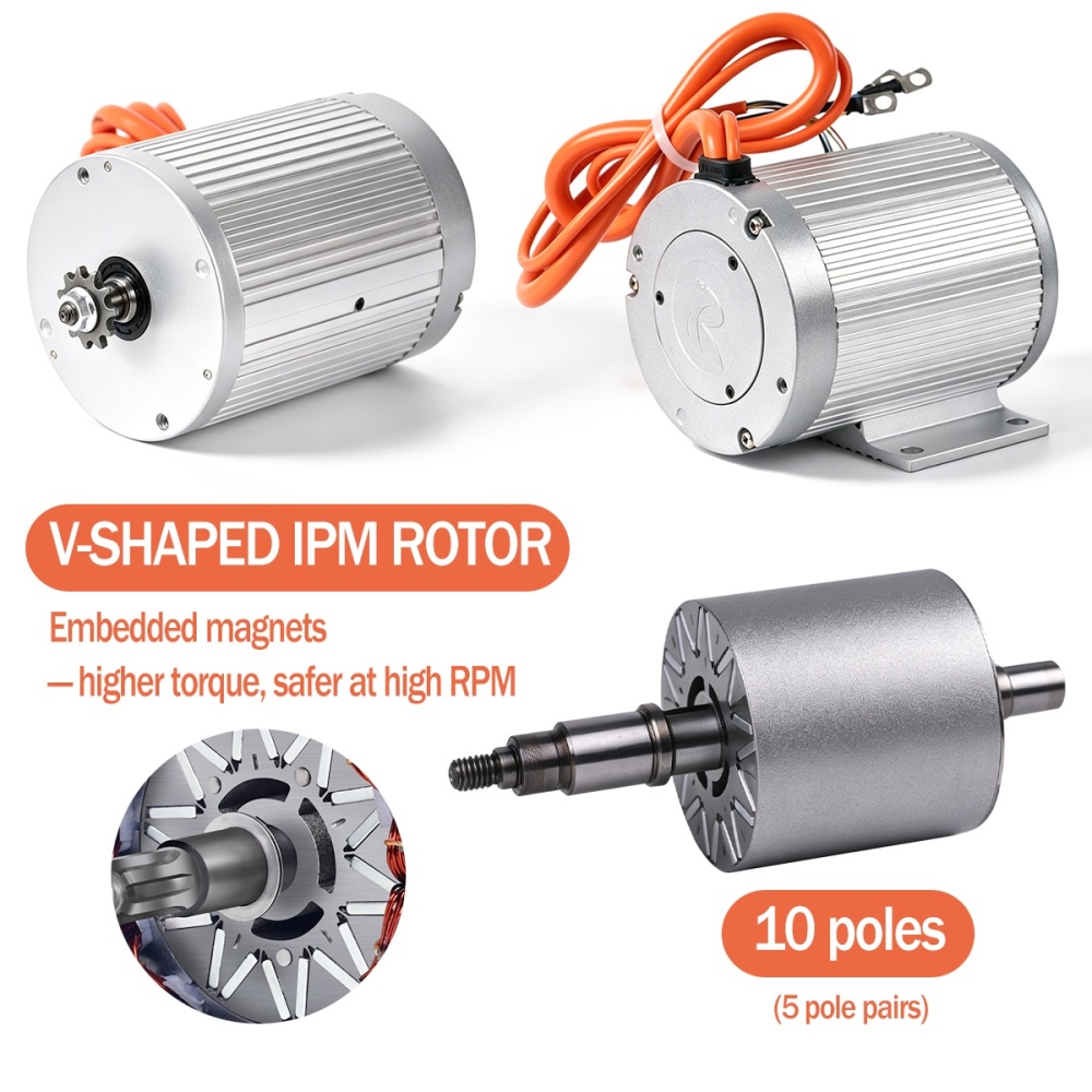 Kunray MY1030 72V 3000W Brushless Motor with Temperature Sensor Upgrade for Razor MX650 MX500 ,Electric Go-karts,E-motorcycle Builds