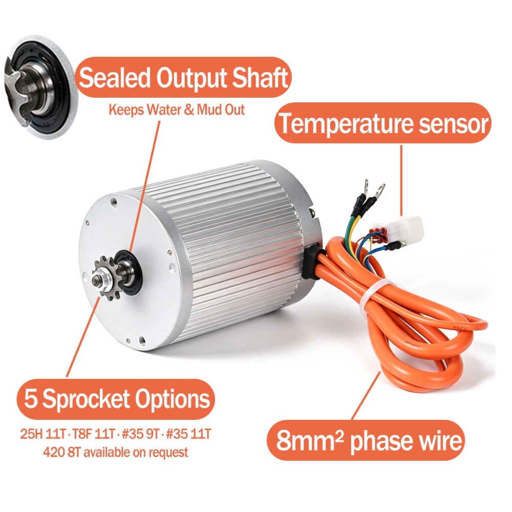Kunray MY1030 72V 3000W Brushless Motor with Temperature Sensor Upgrade for Razor MX650 MX500 ,Electric Go-karts,E-motorcycle Builds