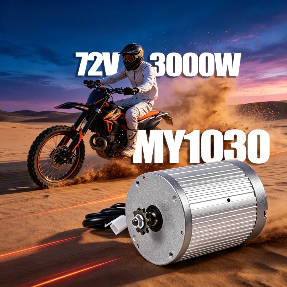 Kunray MY1030 brushless motor upgrade for Razor MX650 MX500 SX500 RSF650 — 1000W-3000W, full aluminum, external Hall, 5 sprocket options. The essential performance upgrade for e-ride builds.