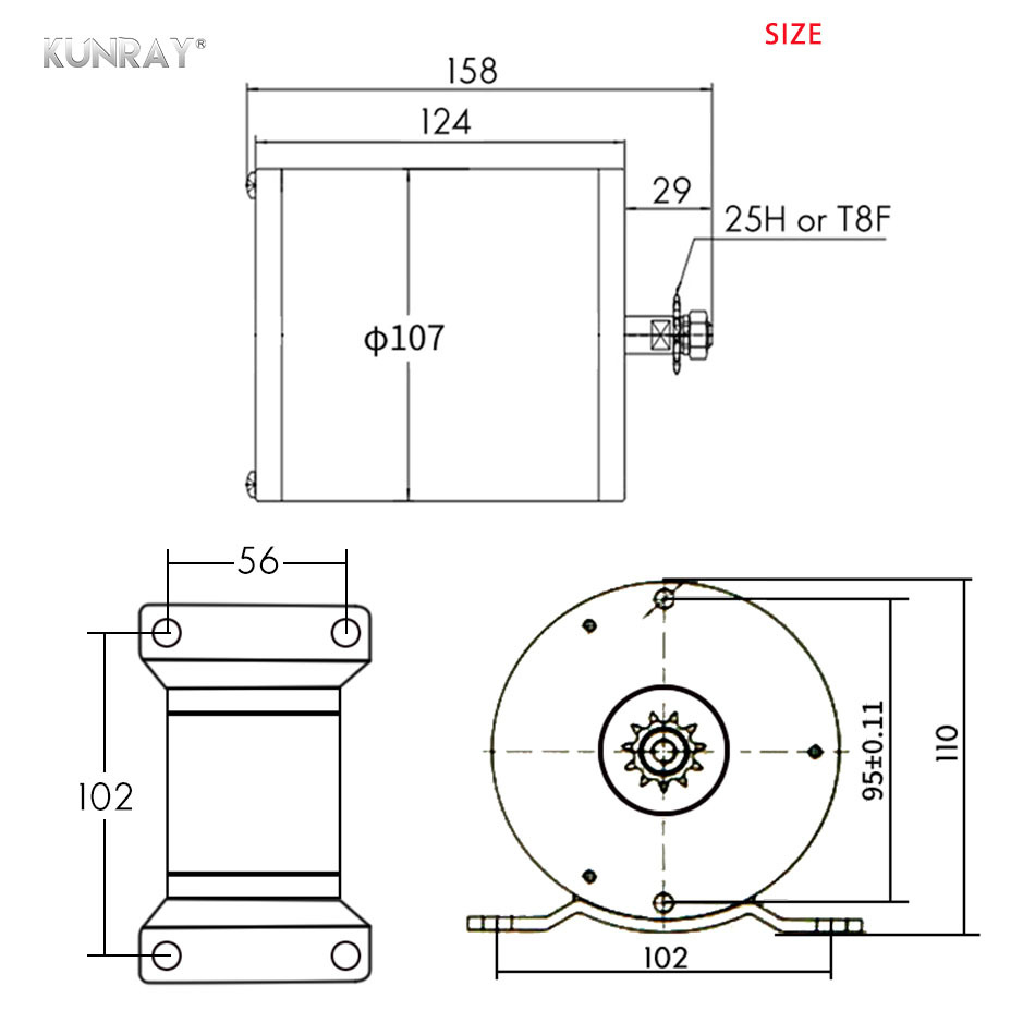 Kunray MY1020D Electric Brushless DC Motor, 1000W - 3000W 36V-72V, Electric Scooter Mid Motor, E-Motocycle Conversion Replacement