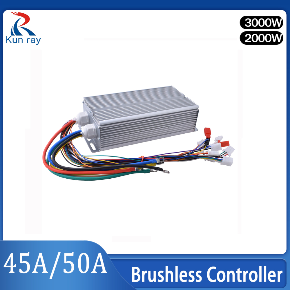 Kunray 24 Mosfet 48V-72V 2000W 3000W 45A 50A Electric Brushless Motor Controller Electric Scooter Accessories