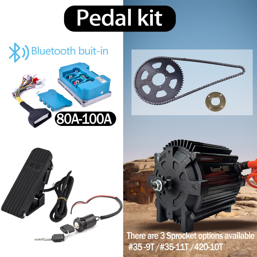 Kunray KR5V V2 72V 5000W New Upgrade Electric Brushless Motor Kit For Electric Motorcycle Razor  Dirt Bike With 100A Fardriver Controller Bluetooth Built-in Half Handlebar LED Voltage Display Throttle #35 Chain Set