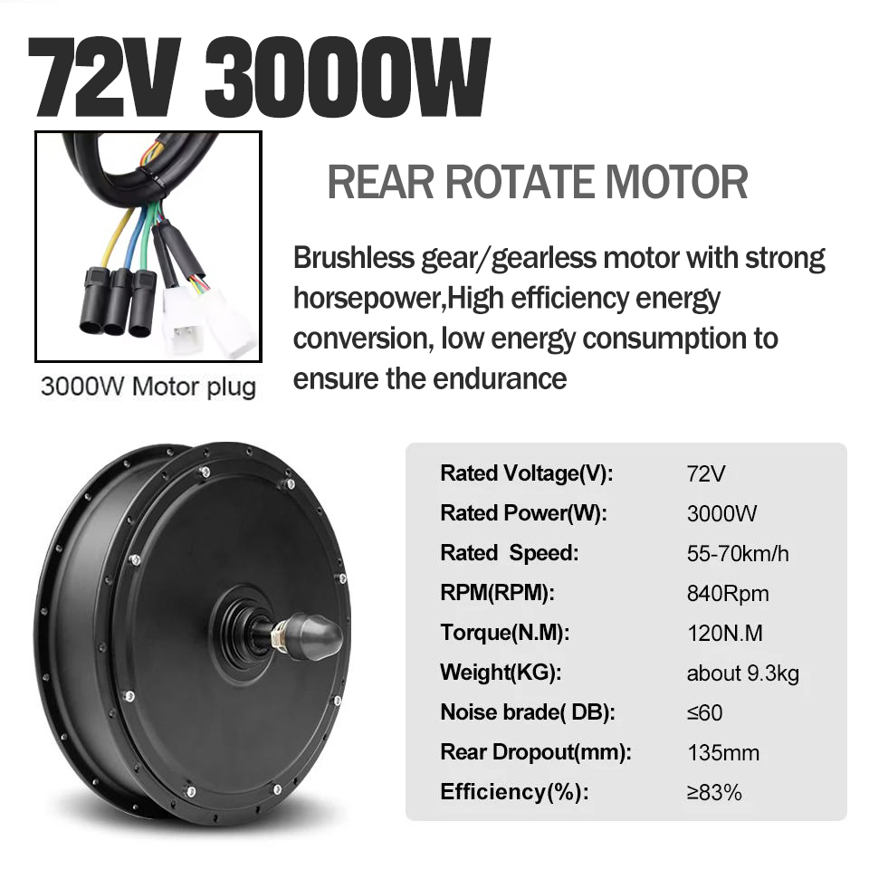 MTX 5000W E-Bike Conversion Kit 72V with TFT UKC1 NFC Display Brushelss Gearless Rear Wheel Hub Motor 2000W,3000W For Electric Bicycle