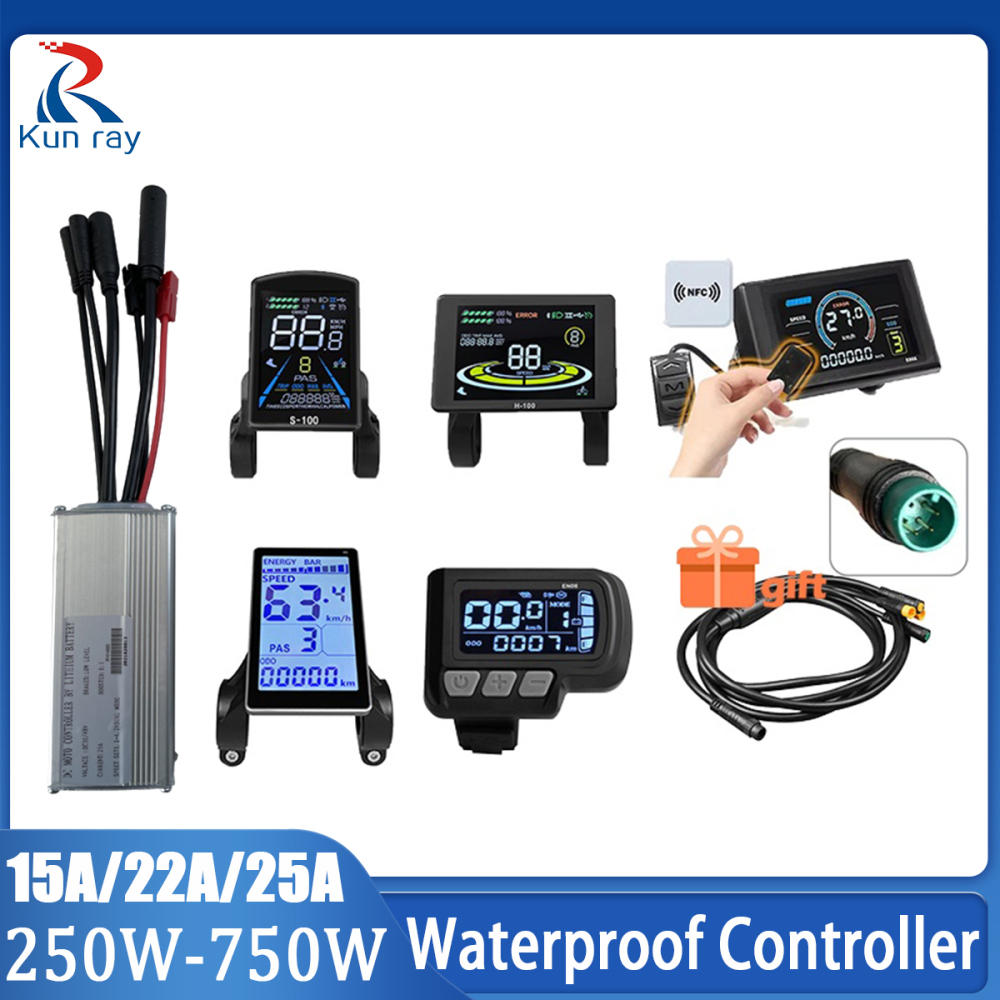 Ebike Conversion Parts 36V 48V 500W Ebike Controller 15A 22A with S966 NFC Display TFT UKC1 Display Waterproof Connector