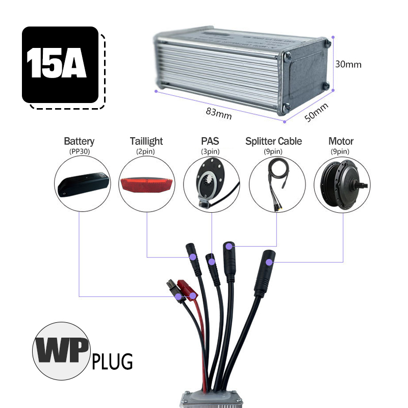 36V 48V Ebike Conversion Parts 15A 22A Controller with S966 NFC Display TFT UKC1 Display Waterproof Connector