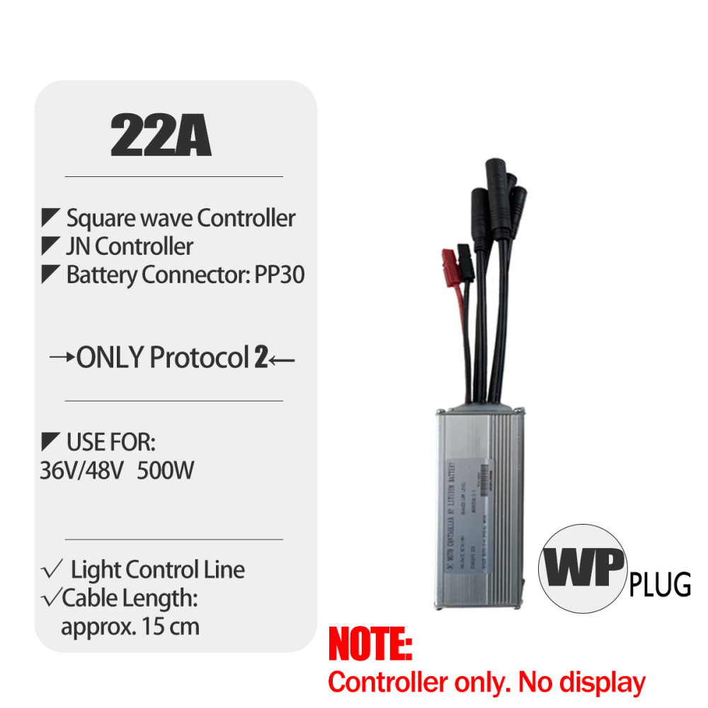 Ebike Conversion Parts 36V 48V 500W Ebike Controller 15A 22A with S966 NFC Display TFT UKC1 Display Waterproof Connector