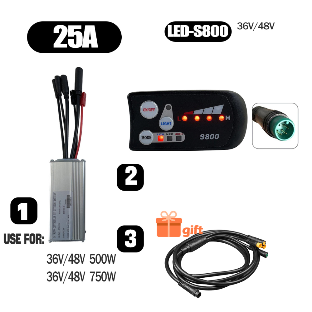 Ebike Conversion Parts 36V 48V 500W Ebike Controller 15A 22A with S966 NFC Display TFT UKC1 Display Waterproof Connector