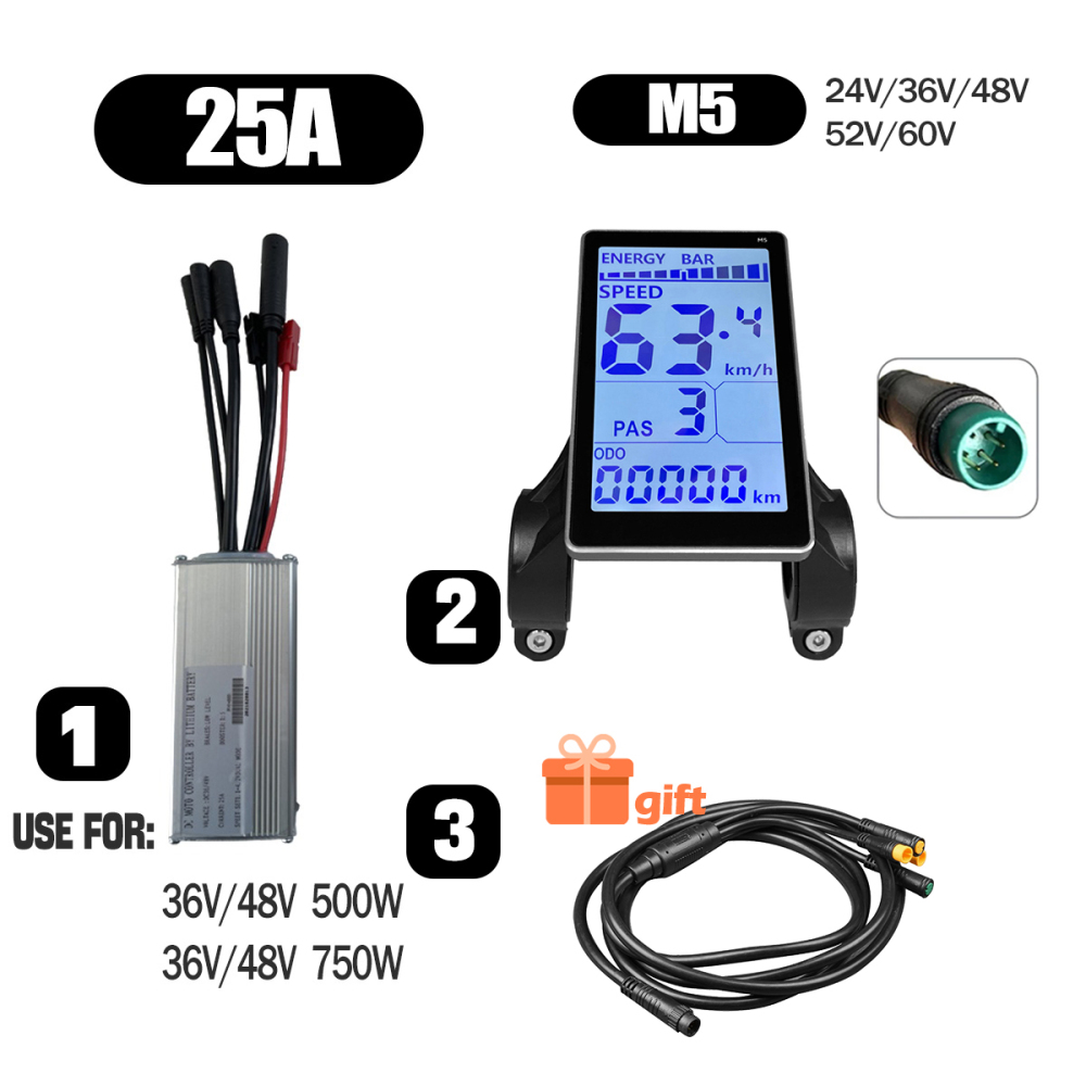 Ebike Conversion Parts 36V 48V 500W Ebike Controller 15A 22A with S966 NFC Display TFT UKC1 Display Waterproof Connector