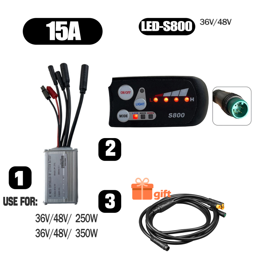 Ebike Conversion Parts 36V 48V 500W Ebike Controller 15A 22A with S966 NFC Display TFT UKC1 Display Waterproof Connector