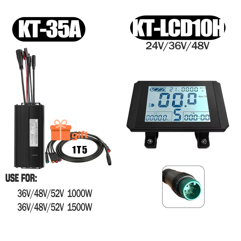 Electric Bike 500W KT Controller 25A Sine Wave with LCD3U LCD5 LCD8HU LCD10H Display 36V 48V 250W 350W Waterproof Connector 1500W 1000W Controller