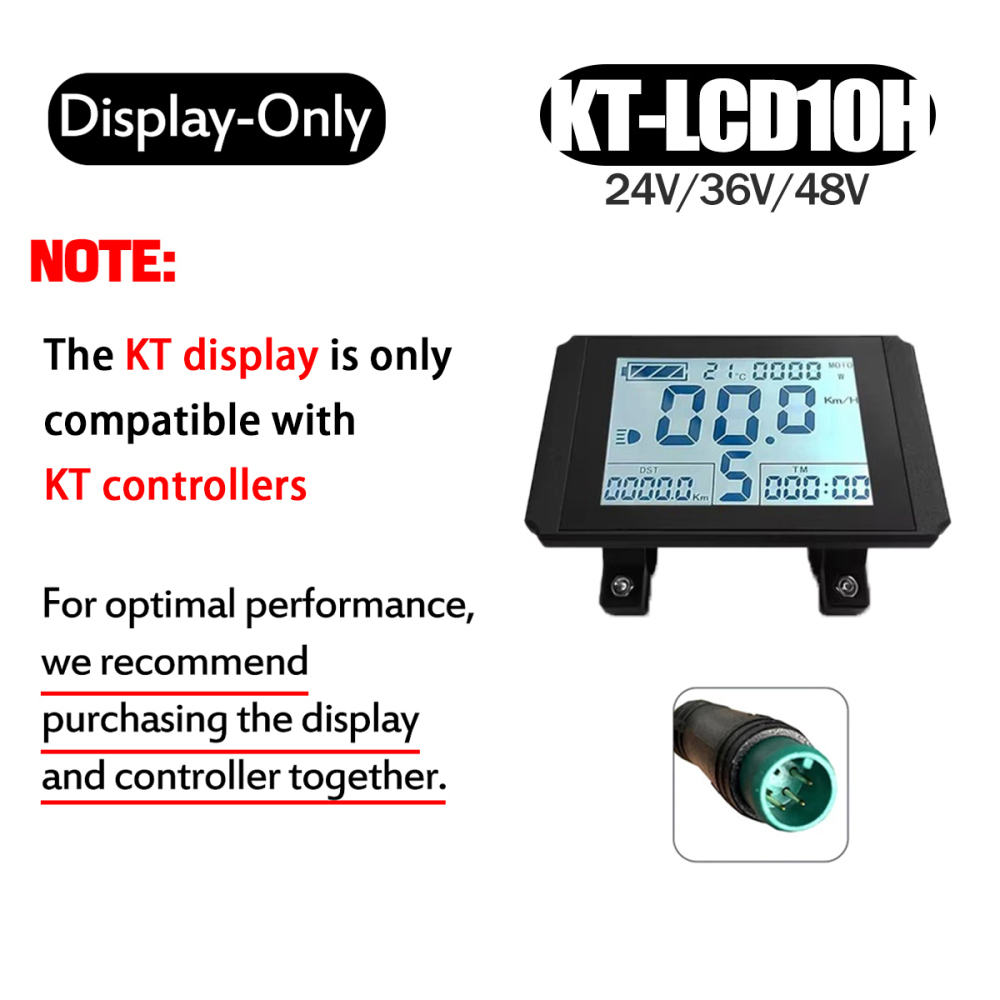 Electric Bike 500W KT Controller 25A Sine Wave with LCD3U LCD5 LCD8HU LCD10H Display 36V 48V 250W 350W Waterproof Connector 1500W 1000W Controller
