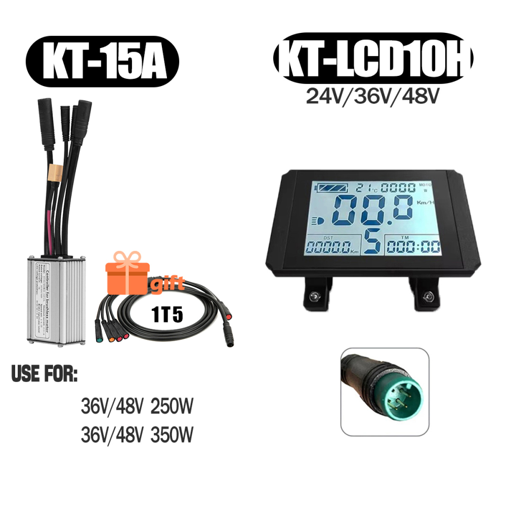 Electric Bike 500W KT Controller 25A Sine Wave with LCD3U LCD5 LCD8HU LCD10H Display 36V 48V 250W 350W Waterproof Connector 1500W 1000W Controller