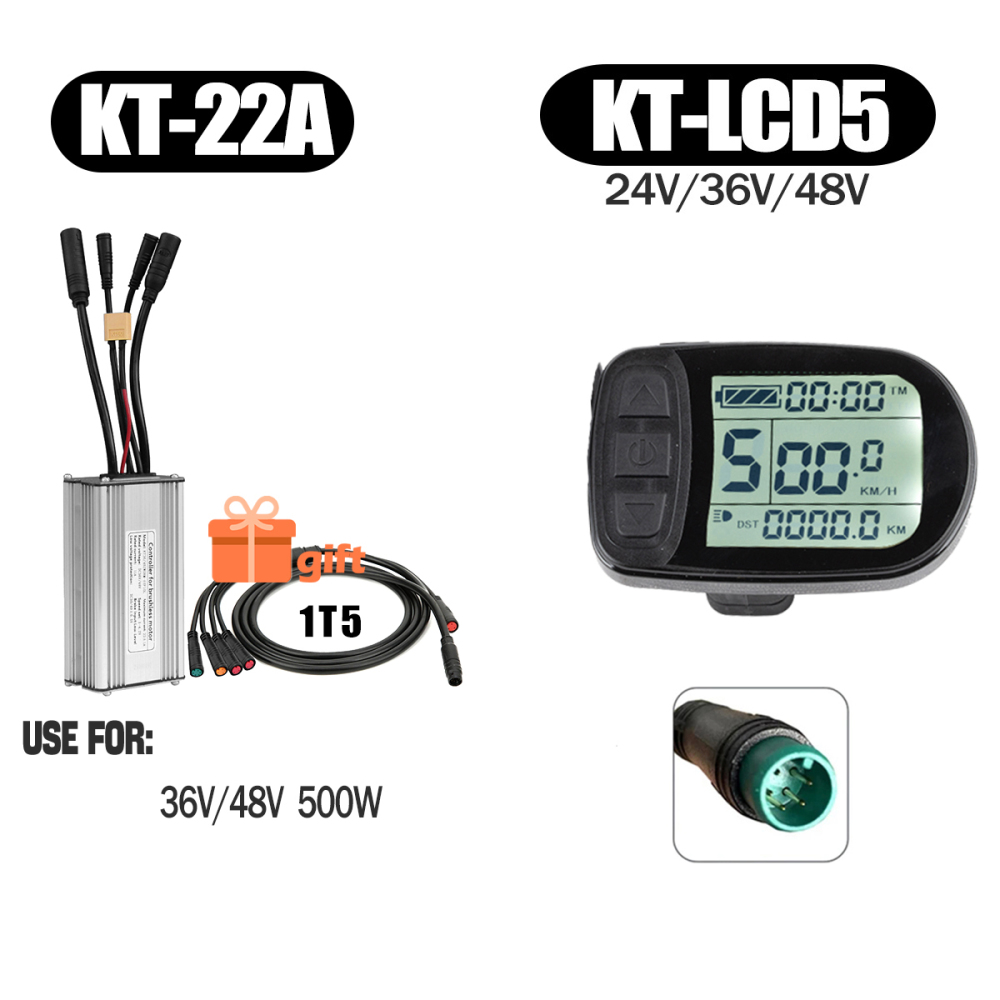 Electric Bike 500W KT Controller 25A Sine Wave with LCD3U LCD5 LCD8HU LCD10H Display 36V 48V 250W 350W Waterproof Connector 1500W 1000W Controller