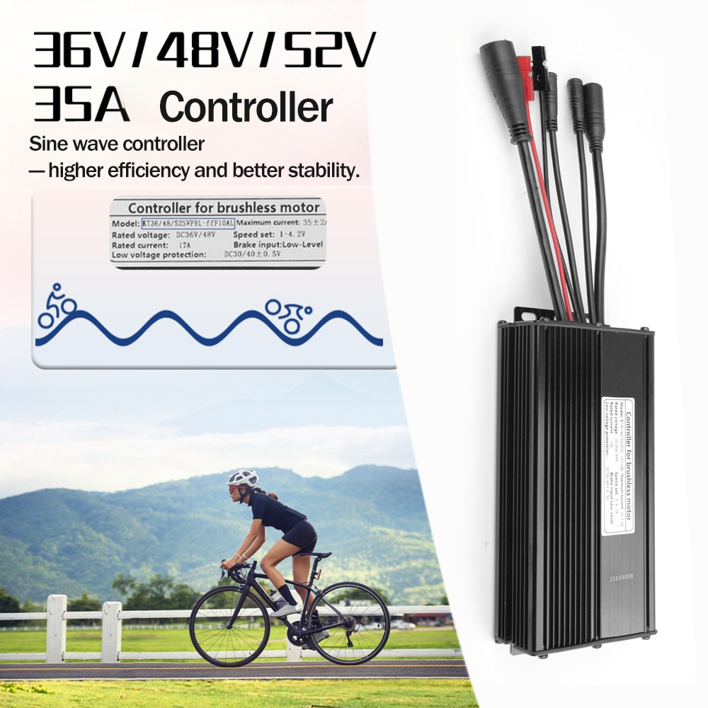 Electric Bike 500W KT Controller 25A Sine Wave with LCD3U LCD5 LCD8HU LCD10H Display 36V 48V 250W 350W Waterproof Connector 1500W 1000W Controller