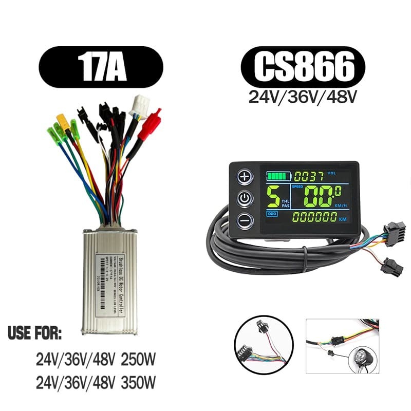 Ebike Sinawave Controller 36V/48V 17A/26A/30A with S966 NFC Display For 250W-1000W Electric Bicycle Conversion Parts E-scootor