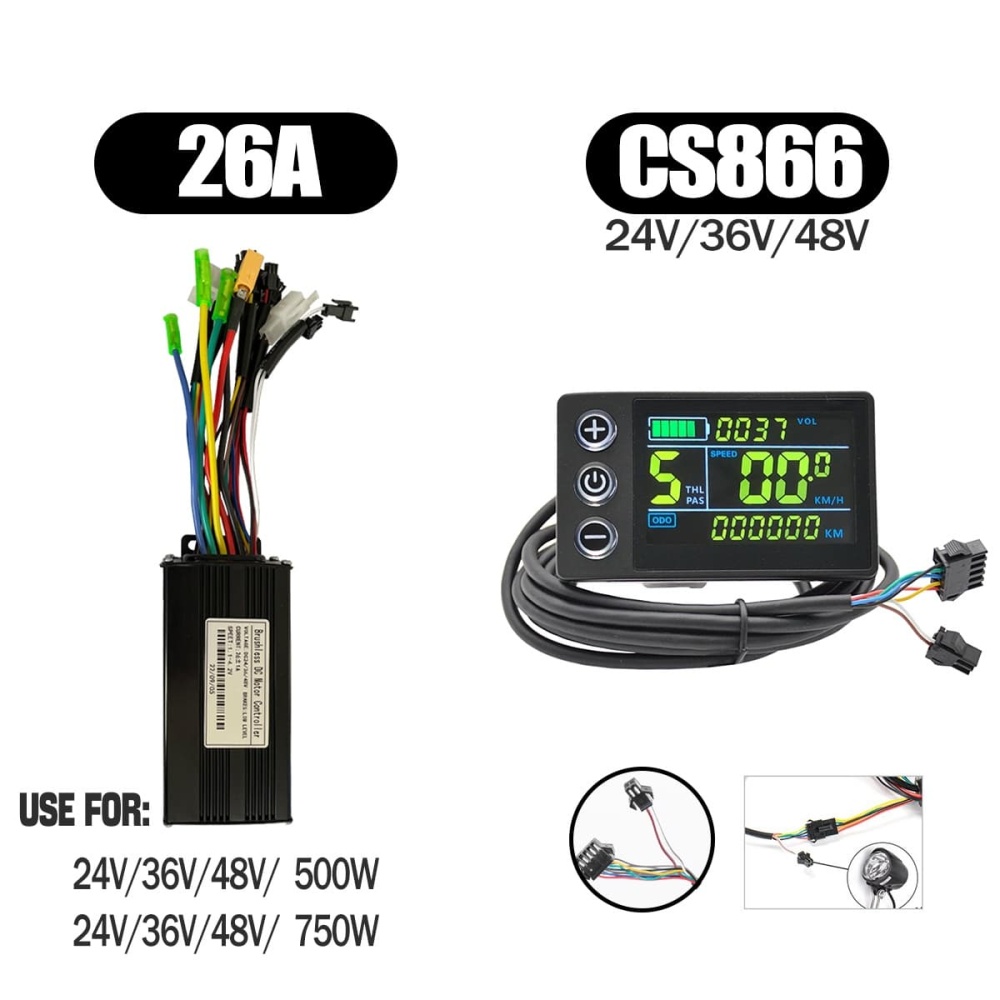 Ebike Sinawave Controller 36V/48V 17A/26A/30A with S966 NFC Display For 250W-1000W Electric Bicycle Conversion Parts E-scootor