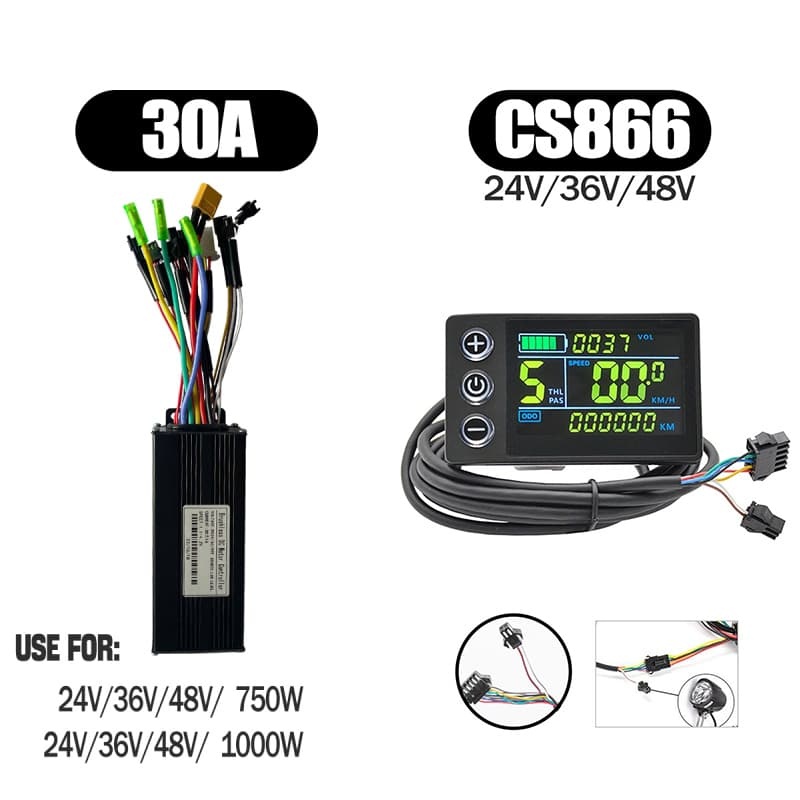 Ebike Sinawave Controller 36V/48V 17A/26A/30A with S966 NFC Display For 250W-1000W Electric Bicycle Conversion Parts E-scootor