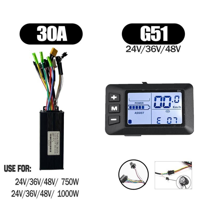 Ebike Sinawave Controller 36V/48V 17A/26A/30A with S966 NFC Display For 250W-1000W Electric Bicycle Conversion Parts E-scootor