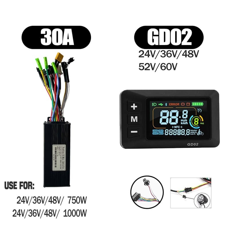 Ebike Sinawave Controller 36V/48V 17A/26A/30A with S966 NFC Display For 250W-1000W Electric Bicycle Conversion Parts E-scootor