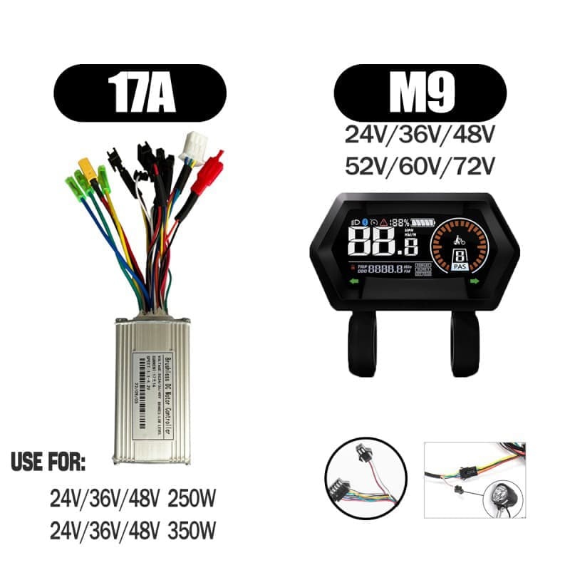 Ebike Sinawave Controller 36V/48V 17A/26A/30A with S966 NFC Display For 250W-1000W Electric Bicycle Conversion Parts E-scootor