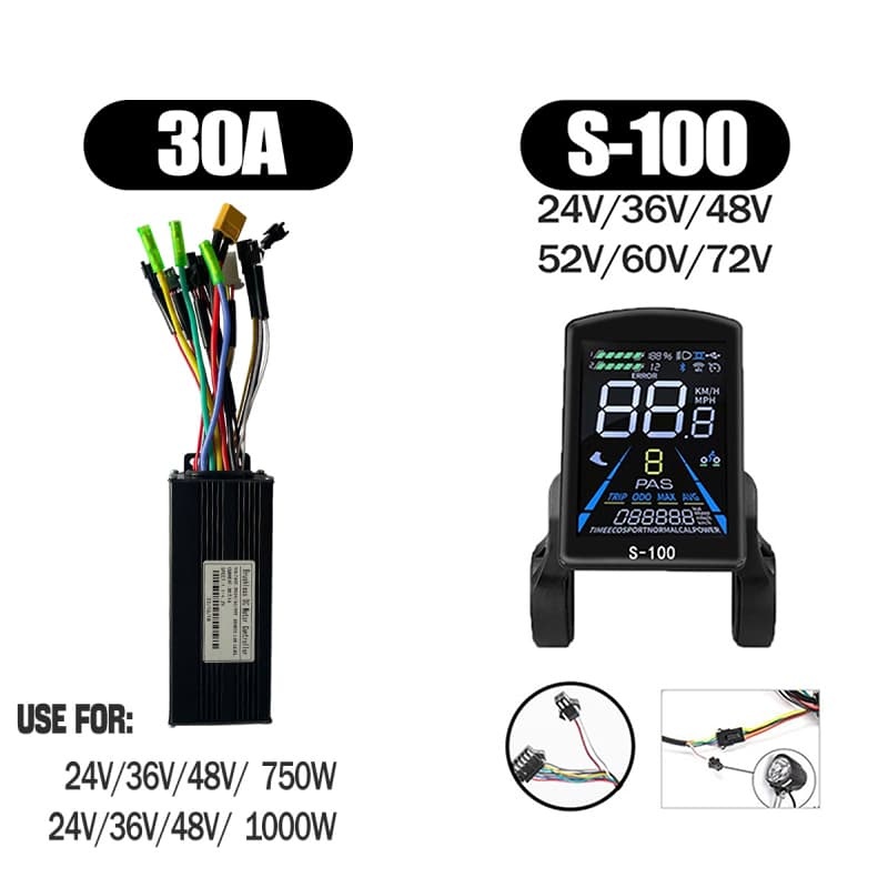 Ebike Sinawave Controller 36V/48V 17A/26A/30A with S966 NFC Display For 250W-1000W Electric Bicycle Conversion Parts E-scootor