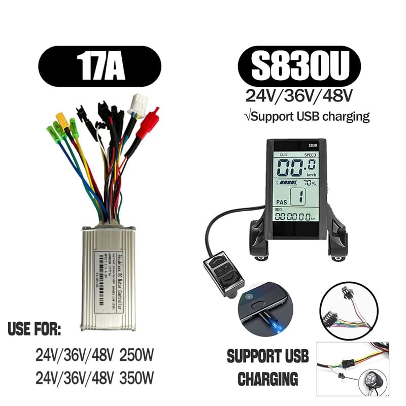 Ebike Sinawave Controller 36V/48V 17A/26A/30A with S966 NFC Display For 250W-1000W Electric Bicycle Conversion Parts E-scootor