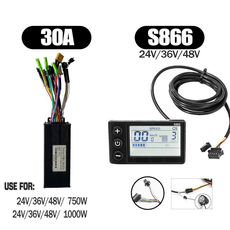 Ebike Sinawave Controller 36V/48V 17A/26A/30A with S966 NFC Display For 250W-1000W Electric Bicycle Conversion Parts E-scootor